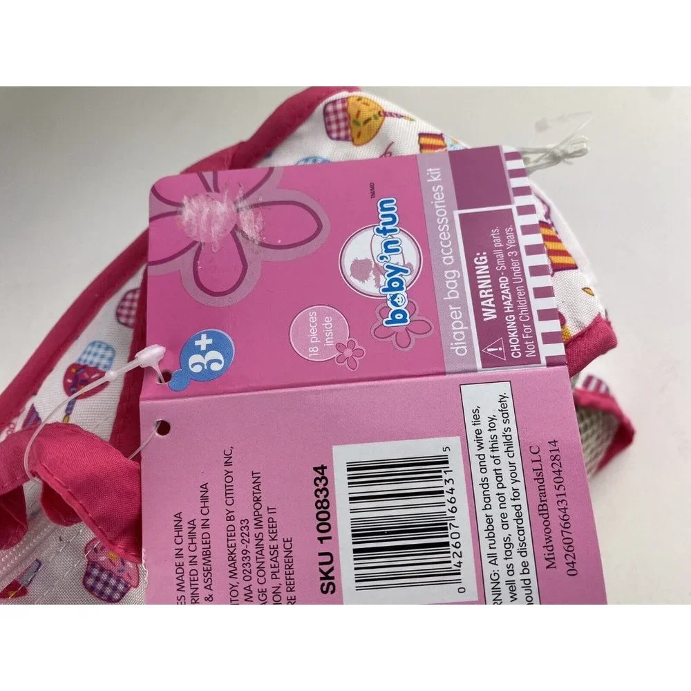 Baby’n Fun Diaper Bag Accessories Doll‎ Cupcake Bag 18 Pieces